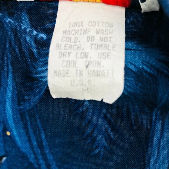 Hawaiian Shirt Mens M Motorcycles Hibiscus Short Sleeves Pacific Legend Blue - Picture 6 of 7